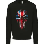 Union Jack Flag Skull Gym MMA Biker Britain Kids Sweatshirt Jumper