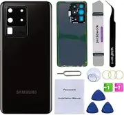 Perzework Back Glass Replacement for Samsung Galaxy S20 Ultra with Reparing Tool kit (Cosmic Black)