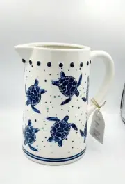 Home Essentials Sand & Sea Collection Sea Turtle Ceramic Pitcher W/Handle 56oz