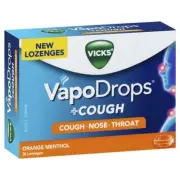 Vicks Vapo Drops+Cough Orange Menthol - 36 Lozenge Relieves Sore