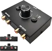 RCA RCA Audio Switch 2(1)-in-1(2)-Out, R/L Stereo Audio Switcher Analogue Stereo Audio Switcher Bi-Directional Aux Sound Selector Switch Splitter Box for Phono Headphones Amp PC Speaker