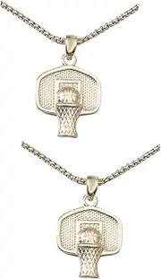 [SAFIGLE] 2pcs Men's Basketball Hoop Chain Necklace Long Pendant Necklace for Men Basketball Jewelry for Boys