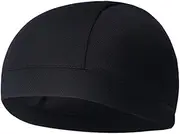 [WRITWAA] Cycling Cap for Men Skull Cap Quick Dry Sports Beanie Headband Sweatband for Outdoor Activities Black