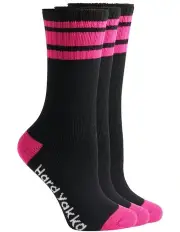 [Hard Yakka] 3 Pairs X Bamboo Work Socks in Black/Pink