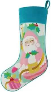 Peking Handicraft Papa Noel Stocking, 18-inch Length, Poly Yarn, Poly Velvet