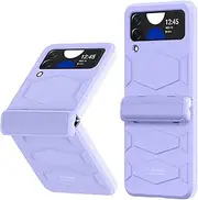 [Miimall] Compatible with Samsung Galaxy Z Flip 4 2022 Case with Hinge Protection, Heavy Duty Cover Shockproof Hard PC Protective Case Full Protective Shell Cover for Galaxy Z Flip 4-Purple
