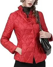 [Generic] Women Slim Short Warm Lightweight White Duck Down Puffer Coat Single-Breasted Parkas