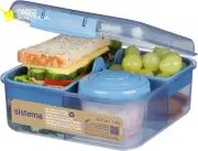 Sistema Ocean Bound Plastic Bento Box Cube | 1.25L Square Lunch Box with Yoghurt