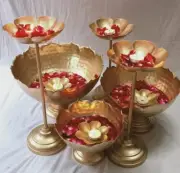 taj urliUruli urli with Bowl yrli with Stand 3 Pieces Gold Tea Light Holder C...