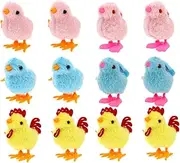 Toyvian Soft Toys for Toddlers 12pcs Wind-up Rabbit Chick Toys Plush Animal for Kids Random Color
