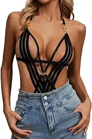 [JINZIJINYU] Sexy Lingerie for Women Sexy One Piece Pajamas Sexy Temptation Straps Passion Uniform Tights One Piece