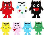 Color Monster Hand Puppets, 7PCS Emotional Sadness Plush Finger Puppets, Non-Woven Fabric Monster Puppet, DIY Early Learning Sock Puppet for Birthday Party Pretend Party Supplies Finger