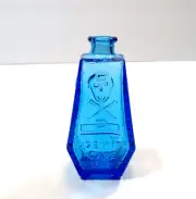 Vintage Wheaton Coffin Shape Skull Crossbones R I P Mini Blue Poison Bottle