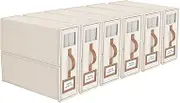 Bed Sheet Organizers And Storage,Foldable Sheet Organizer For Linen Closet,Linen Bedding Storage Box With Leather Handle For Bedsheets,Flannel Blankets,Thin Quilts (Beige, 6 Pack)