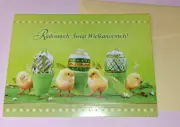 Vintage Polish Easter Card Chicks Eggs In Cups New With Envelope