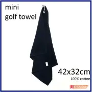 Golf Mini Towel 16" x13” Cotton for clubs tool Tour Bag Buggy w Keychain Hook