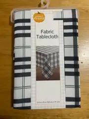 perfect harvest fabric tablecloth white plaid 52x70”