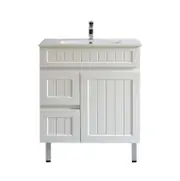 600-750*460mm Acacia Matte White Bathroom Vanity Freestanding With Kickboard Left/Right Drawers Cabinet Only and Ceramic/Stone Top Available