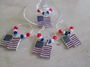 WINE GLASS CHARMS SET 4 DRINK MARKERS BARWARE,POLITICAL,DEM,REP, PARTY FAVOR