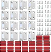 16 Pack Strong Magnetic Door Catch with 64PCS Screws & 32PCS Self-Adhesive, Ultra Thin Invisible Door Catch for Kitchen Cabinet Shower Doors Catch, Drawers Latch, Cupboard Closet Door Closer (Silver)
