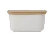 Maxwell & Williams White Basics Butter Dish Bamboo Lid 16x11x9cm