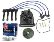 ACURA INTEGRA NGK BLUE TUNE-UP KIT CAP ROTOR IRIDIUM SPARK PLUGS WIRE SET KIT (for: Honda)