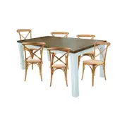 Norah 7pc Dining Set Table 180cm Solid Acacia Wood Oak Crossback Chair