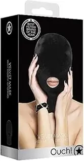 Ouch! Velvet & Velcro Mask with Mouth Opening, Black