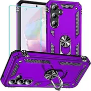 for Galaxy A35 5G Case: Samsung Galaxy A35 5G Case with HD Screen Protector - Military Grade Protective Cases with Ring for Samsung A35(Purple)