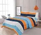 Sapphire Home 2 Piece Twin Size Comforter Set with Shams, Blue Orange Gray St...