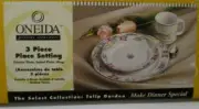 Oneida Stoneware Tulip Garden 3 Piece Place Setting Dinner & Salad Plates Mug