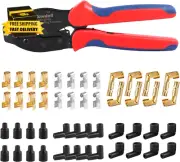 Ratchet Spark Plug Wire Crimper Set, 25Pcs Spark Plug Crimping Tool and 180 Deg