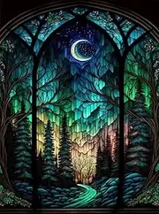 Starry Night Stamped Cross Stitch Kits - Tree Counted Cross Stitch Kits for Beginners Adults Needlepoint Moon Cross-Stitch Patterns Dimensions Needlecrafts Embroidery Kits Arts and Crafts