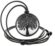 Shungite Pendant Engraving Sacred Geometry - Circle The Tree of Life
