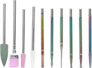 Baluue Multi-function Nail Drill Bits for Acrylic Nails 10 Pieces Set Cuticle Drill Bit Nail Polish Remover for Manicure and Pedicure