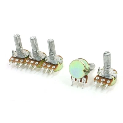 5pcs 250K ohm 3 Pins Pots 6mm Split Shaft Single Turn Potentiometers