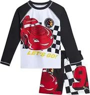 Disney Boys Rash Guard Set - 2 Piece Mickey Mouse, Cars Lighting McQueen, and Buzz Lightyear UP50+ Swim Set for Boys (2T-7)