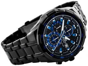 【金台鐘錶】CASIO卡西歐EDIFICE 賽車錶 黑X藍 黑色離子IP處理 EFR-539BK-1A2