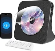 Desktop CD player with Bluetooth 5.0, CD player for home, CD player with integrated dual stereo speaker, portable CD player with FM radio/audio boombox/AUX/USB, black CD player