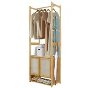 Bamboo Clothes Rack Coat Stand 168cm High Polish 53cm Length