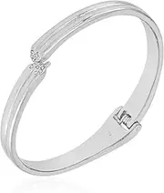 [GUESS] Silvertone Hinge Cuff Bracelet, One Size, Metal, glass stone