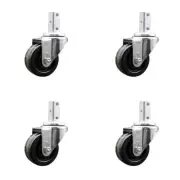 3.5 Inch Phenolic Wheel Swivel 7/8 Inch Square Stem Caster Set Service Caster