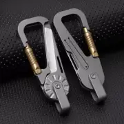EDC Titanium Brass Keychain Carabiner Clip with Folding Knife Outdoor Multi Tool