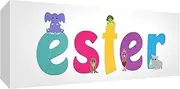 Little Helper Decorative Panel Baby/Christening Gift Idea, Drawing Girl's Personalised with Name Ester 5 x 15 x 2 cm Multi-Coloured