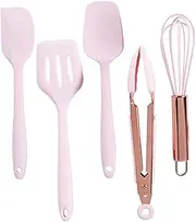 Luxshiny Bakeware for Boys and Girls Baking Set 5-in-1 Silicone Baking Tools Kit Scraper Tongs Spatula Whisk for Bread Making