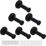 Vanloory Bath Towel Hooks, 6 Pack Round Coat Hooks, Sturdy Wall Mounted Robe Hook, SUS 304 Stainless Steel Heavy Duty Clothes Hanger, Wall Towel Hooks for Bathroom Bedroom Kitchen (3 in, Black)