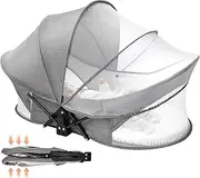 Deeteck Portable Baby Bassinet for Travel: Foldable Baby Bassinet Travel Crib with Storage Bag for Newborn - Folding Camping Bassinet Infant Bed with Mosquito Net & Sunshade Canopy for Outdoor Gray
