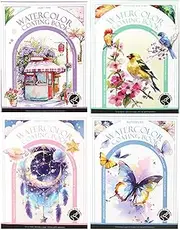 Watercolor Travel Set, Miniature Paintings Kit, 7.32x5.59 Inches 12 Colors Art Supplies, Tri Fold Palette & Brush for Students, Painters and on the Go Creativity