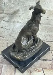 VINTAGE BRONZE SCULPTURE of a GREYHOUND DOG / WHIPPET FIGURE with Collar Sale NR