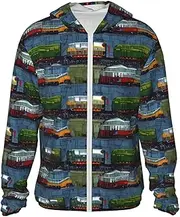 [LHBWCVN] UPF 50+ Light Jacket Full Zip Sun Protection Hoodie for Women Men Long Sleeve Train Cars Sun Shirts